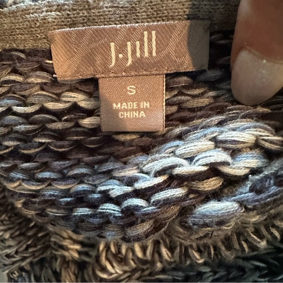 J. Jill Chunky Marled Blue Cotton Open Front Cardigan Sweater Women Size Small - Picture 2 of 14